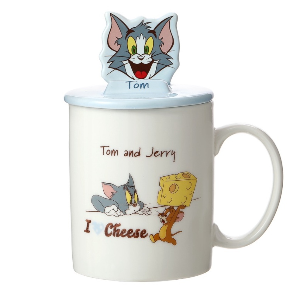 Tom and Jerry I Love Cheese Collection Ceramic Mug with Cover